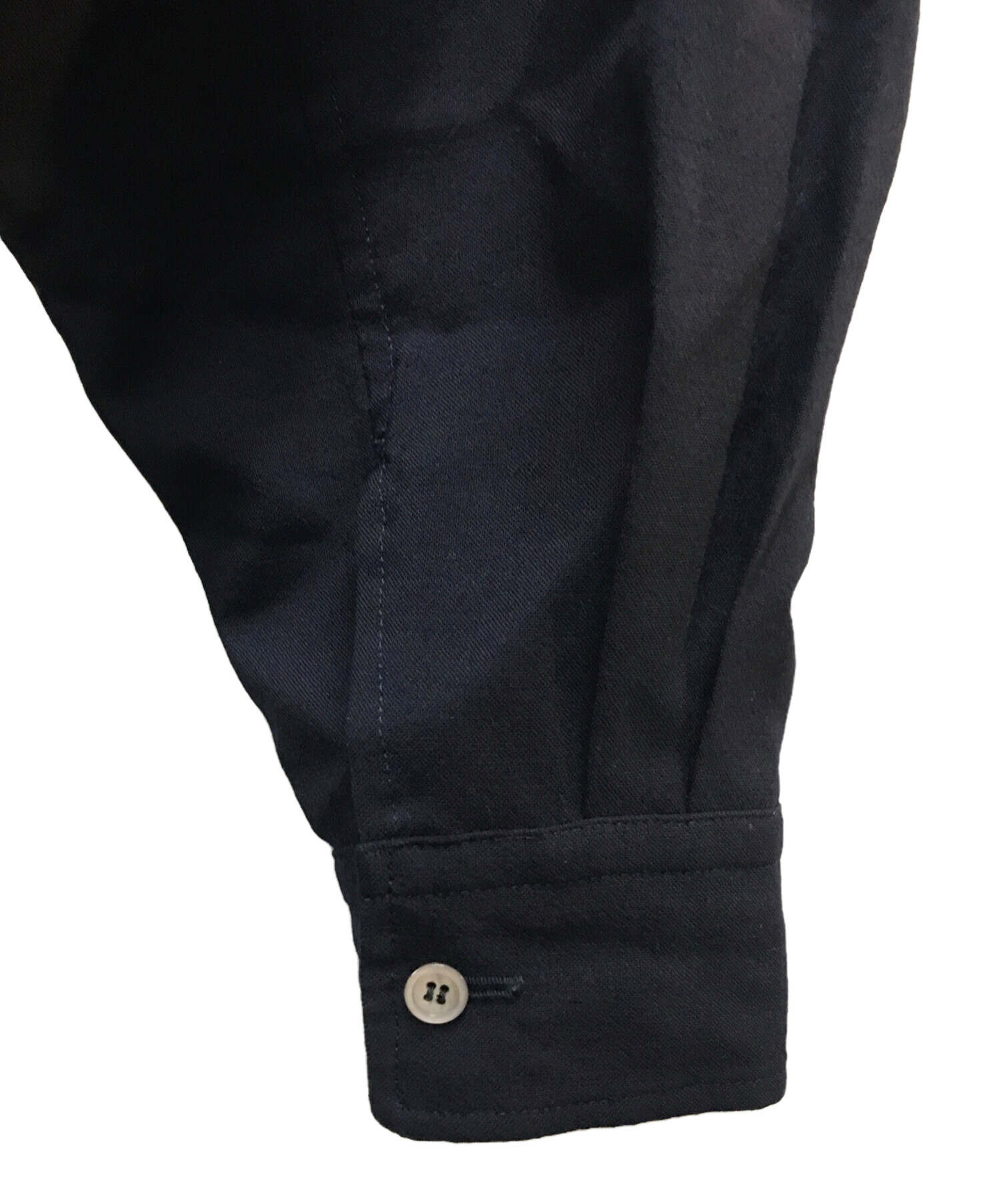 美品 希少 コムデギャルソン 丸襟 ウール ロング シャツ ネイビー 美品 希少 コムデギャルソン 丸襟 ウール ロング シャツ ネイビー 中古