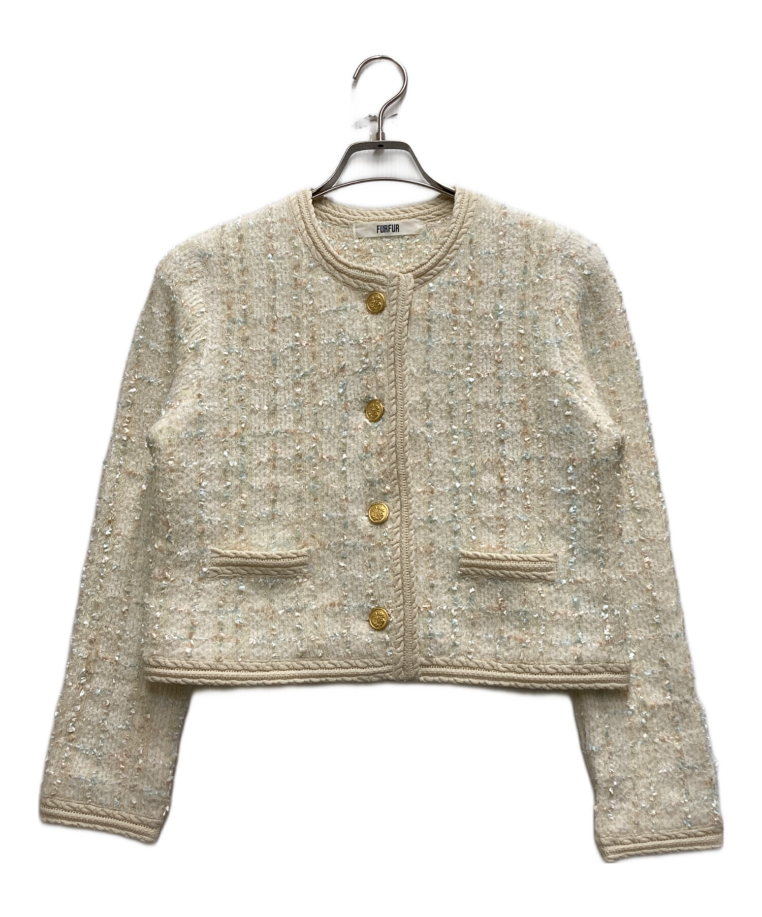 中古・古着通販】furfur (ファーファー) ツイードニットジャケット