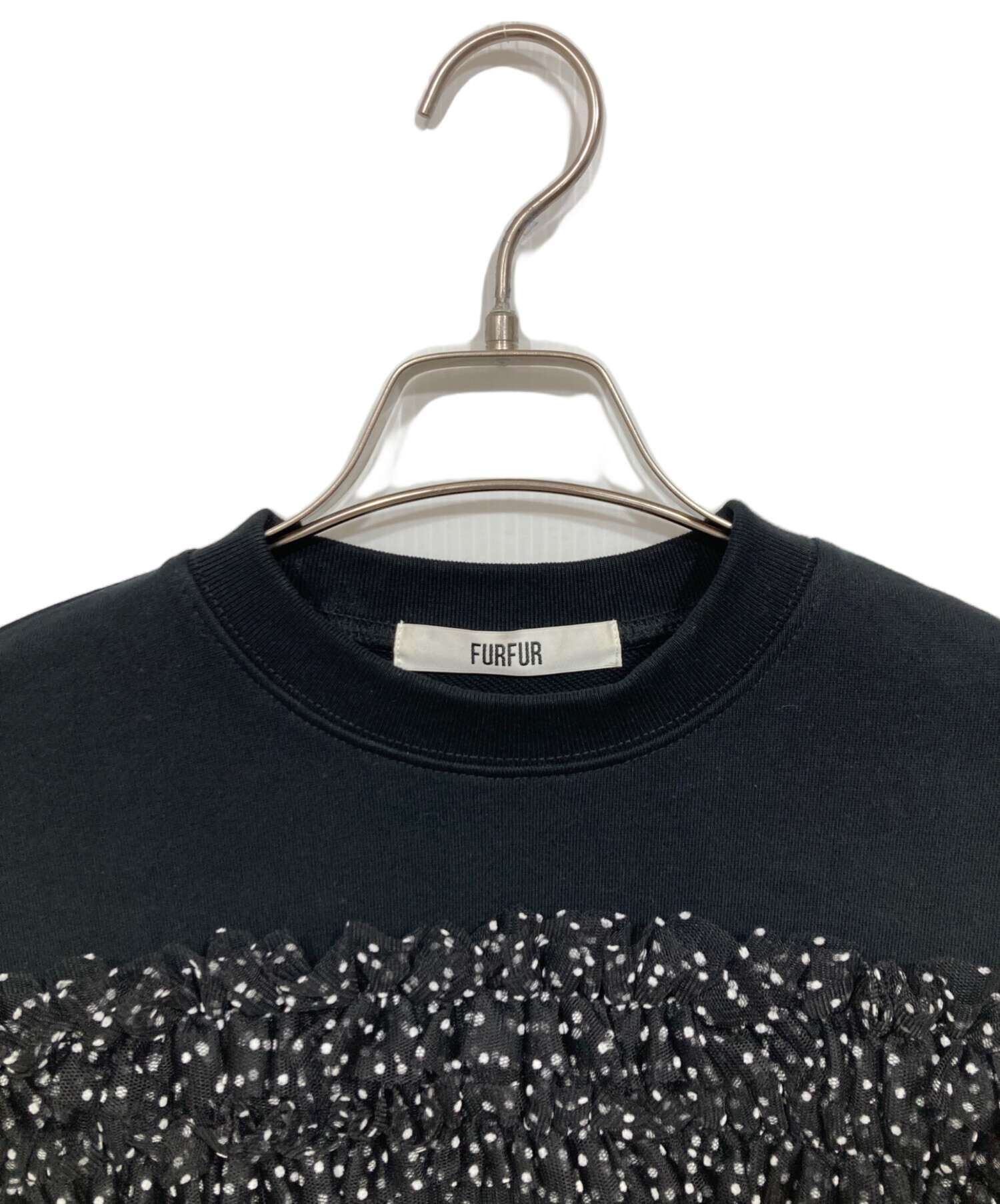 r4369 ファーファー FUR FUR チュール フリルスリーブ スウェット 中古・古着通販】furfur (ファーファー) チュールフリルコンビ