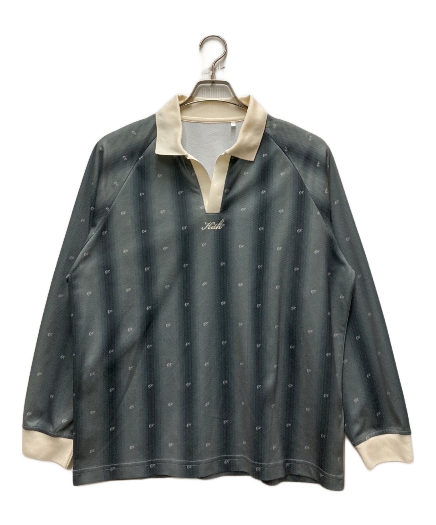 中古・古着通販】KITH (キス) モノグラムサテンポロシャツ ブルー