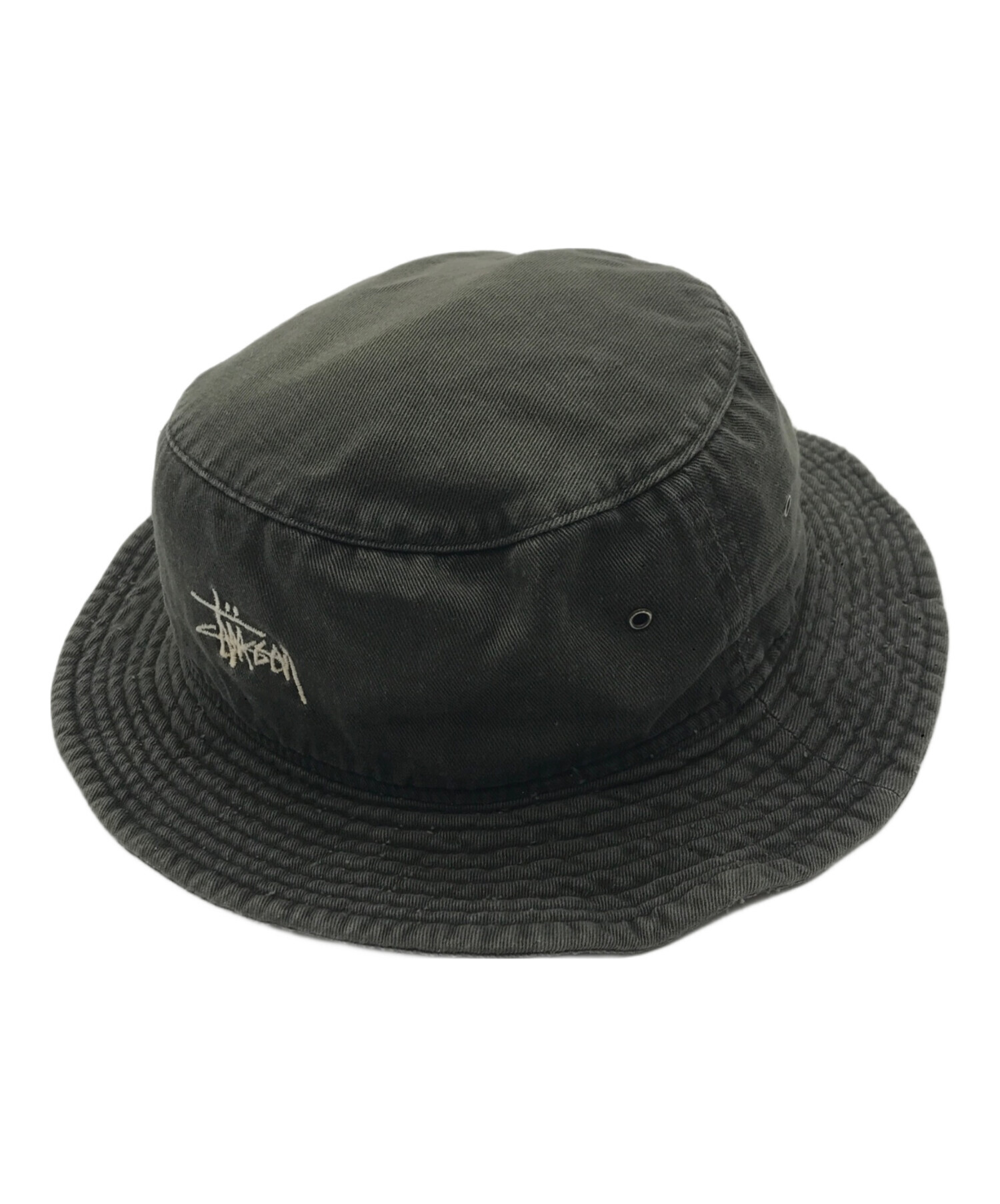 old stussy 90s モノグラム バゲットハット　黒 中古・古着通販】stussy (ステューシー) 90sバケットハット ブラック