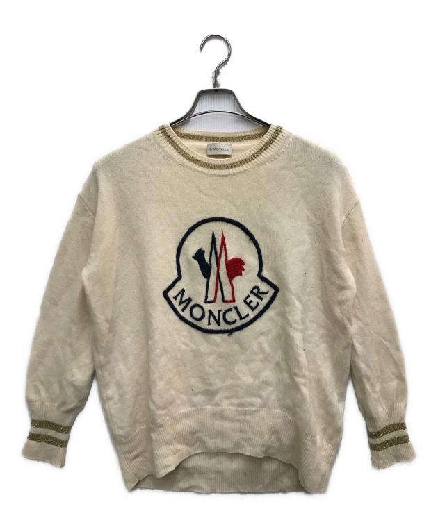 MONCLER - MONCLER モンクレール ニット・セーター S アイボリー 【古着】【中古】 中古・古着通販】MONCLER (モンクレール) ロゴニット ベージュ サイズ