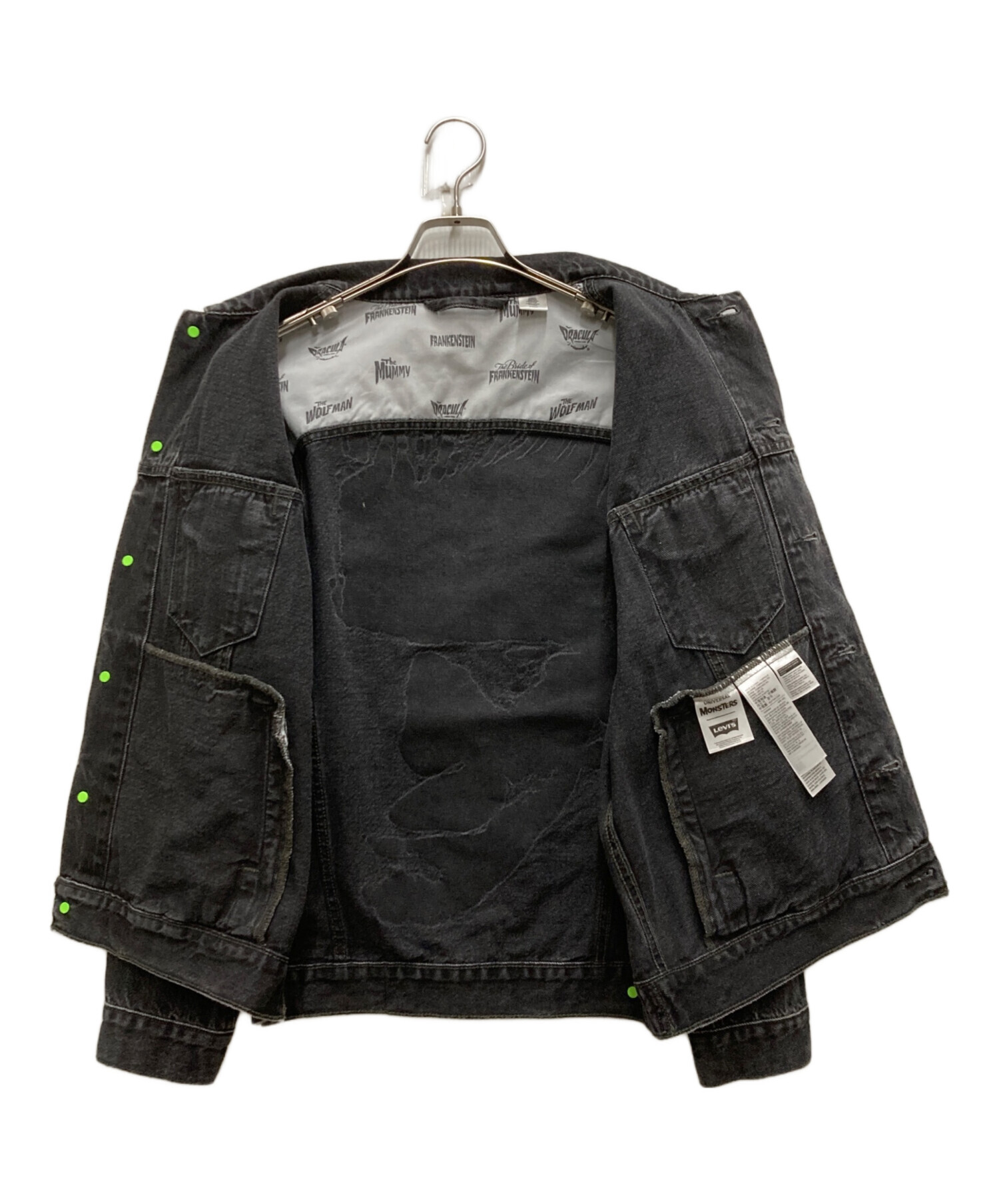 Levi's Universal Monsters ブラックデニムジャケット 中古・古着通販】LEVI'S (リーバイス) UNIVERSAL MONSTERSデニム