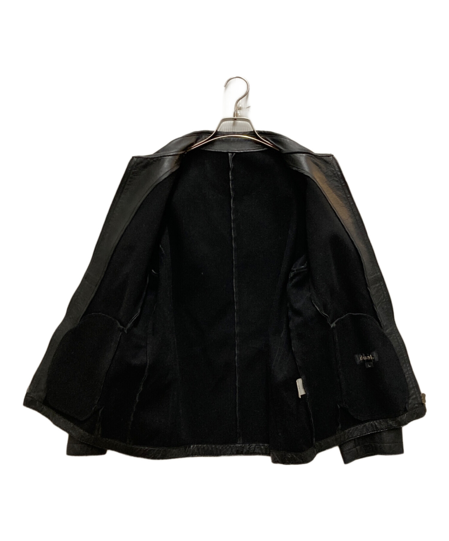 中古・古着通販】dual (デュアル) ピックレザージャケット ブラック