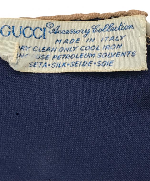中古・古着通販】GUCCI (グッチ) シルクスカーフ ネイビー｜ブランド