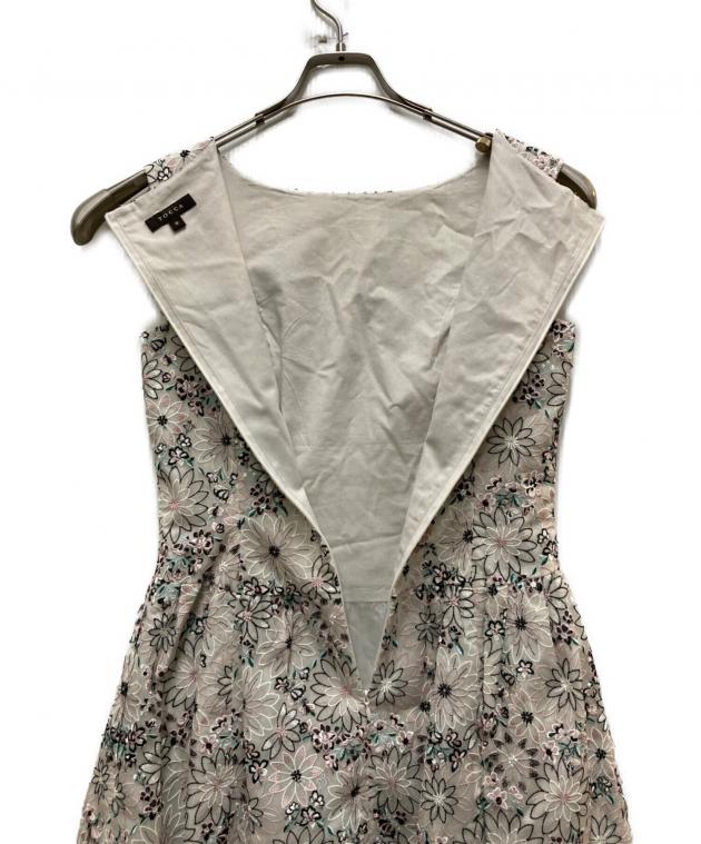 TOCCA ノースリーブ 花柄ワンピース サイズ4 極美品 中古・古着通販】TOCCA (トッカ) ノースリーブ花柄ワンピース グレー