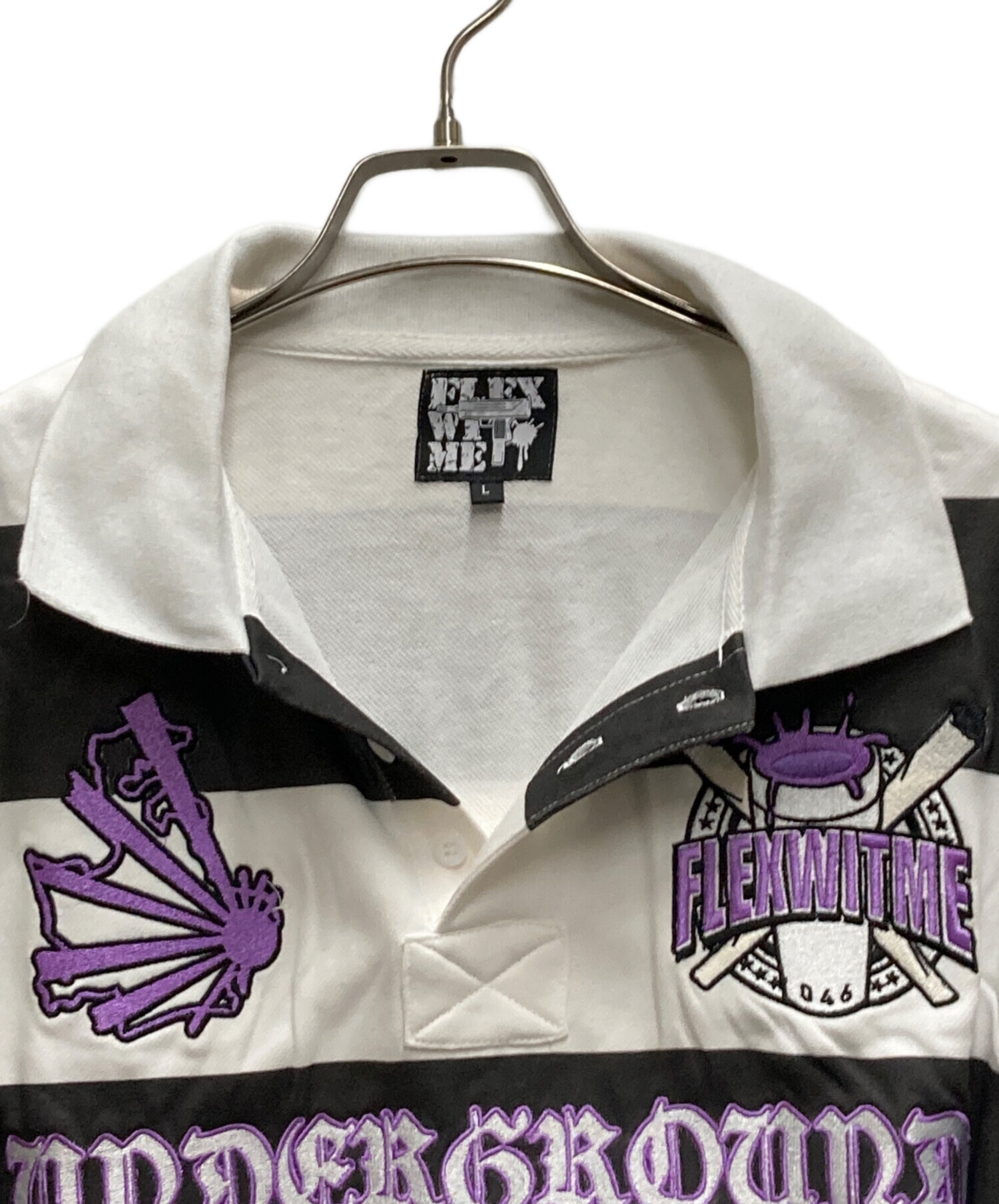 flexwitme 長袖 ポロシャツ 紫 白 ストライプ 【公式通販】