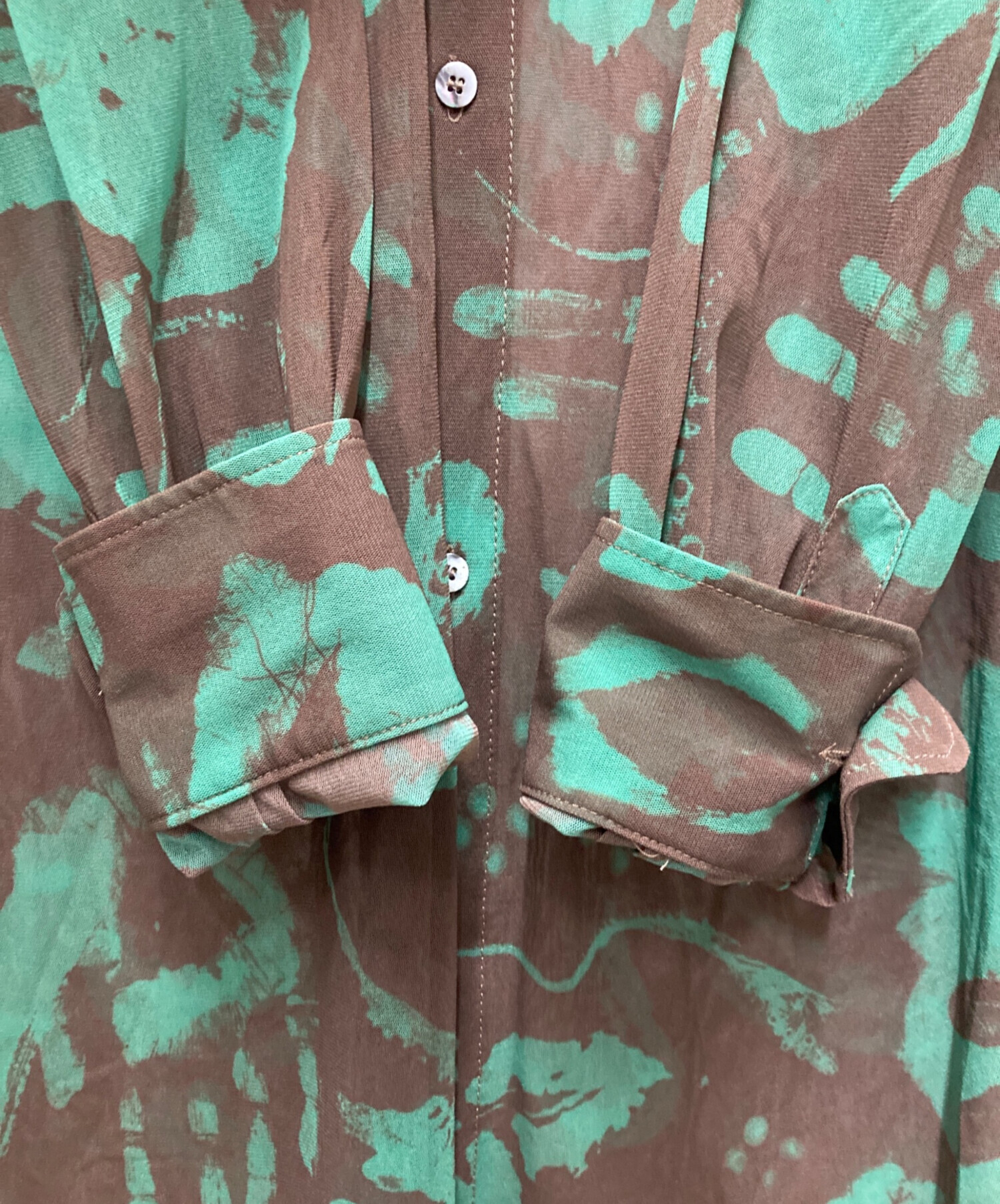 中古・古着通販】MAGLIANO (マリアーノ) シアー総柄シャツ ブラウン 