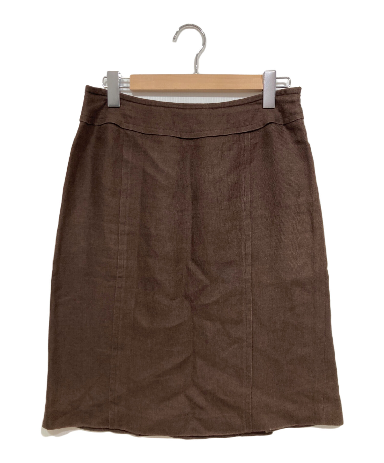 中古・古着通販】MaxMara (マックスマーラ) リネンスカート ブラウン 
