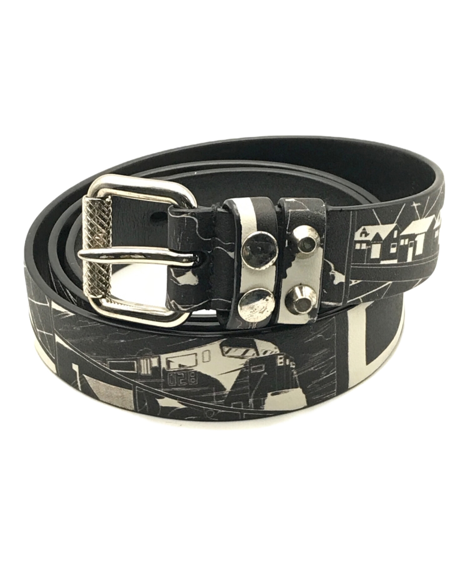 中古・古着通販】PRADA (プラダ) ナローレザーベルト ブラック