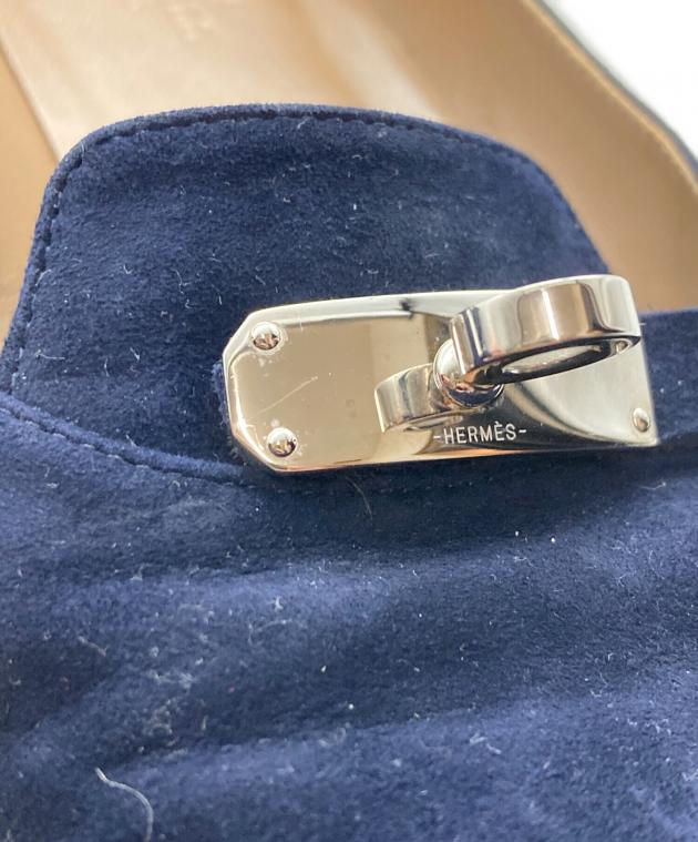 中古・古着通販】HERMES (エルメス) スエードフラットケリーパンプス