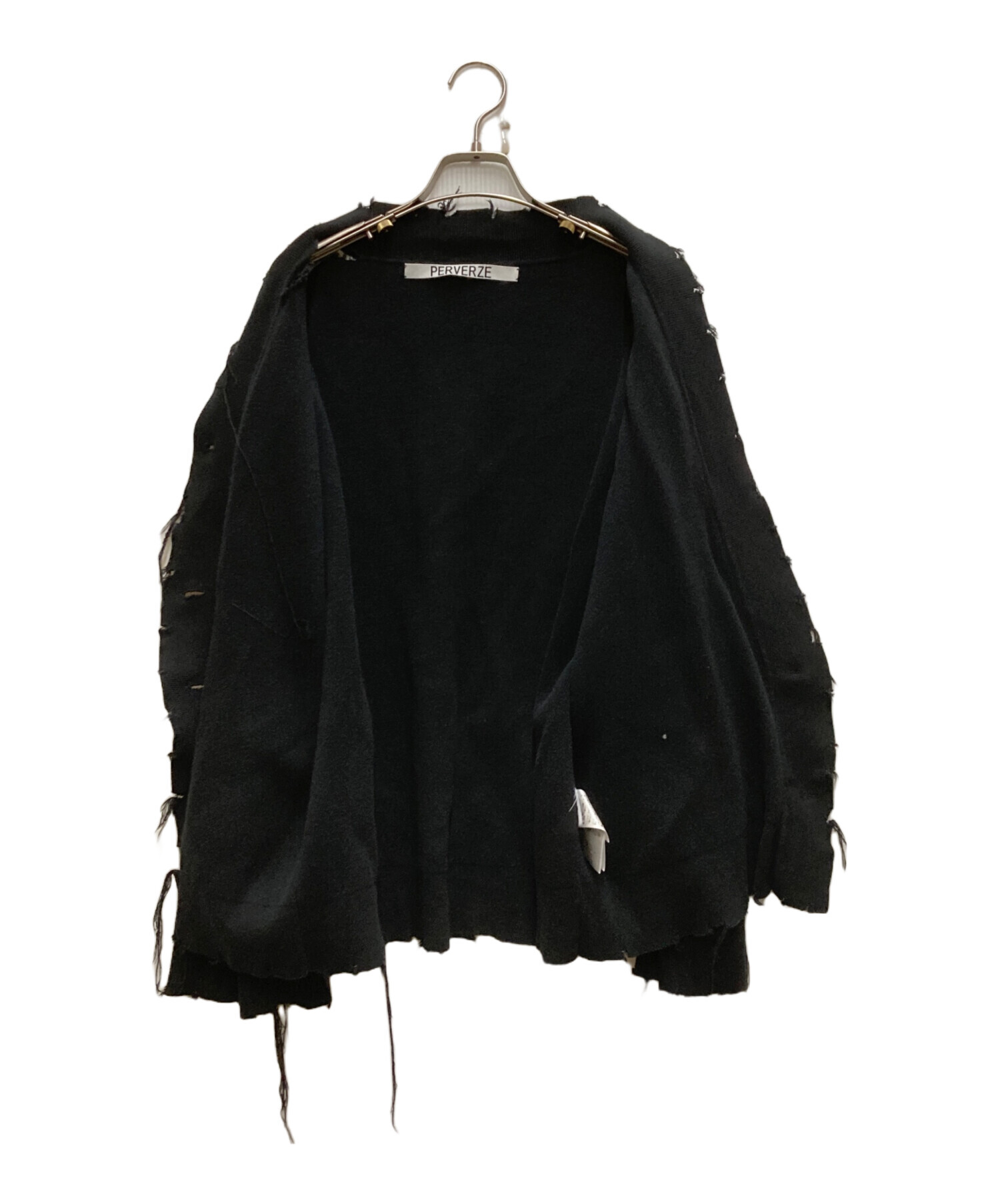 中古・古着通販】PERVERZE (パーバーズ) LOOSE KNIT CARDIGAN ブラック