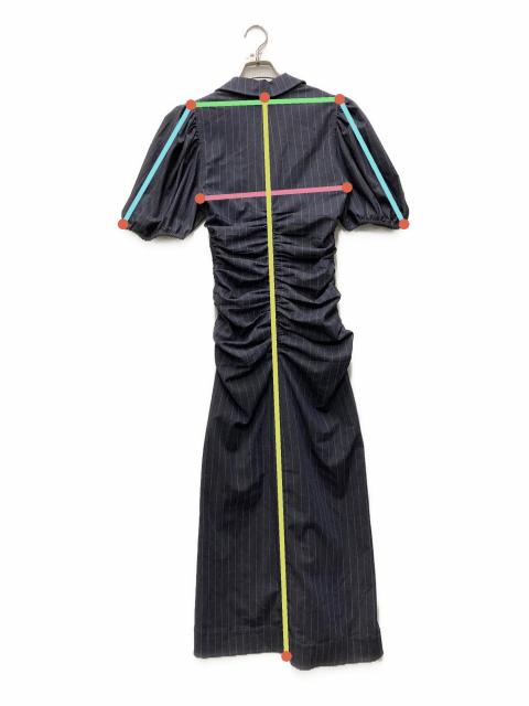 中古・古着通販】Ganni (ガニー) ギャザーストライプワンピース 