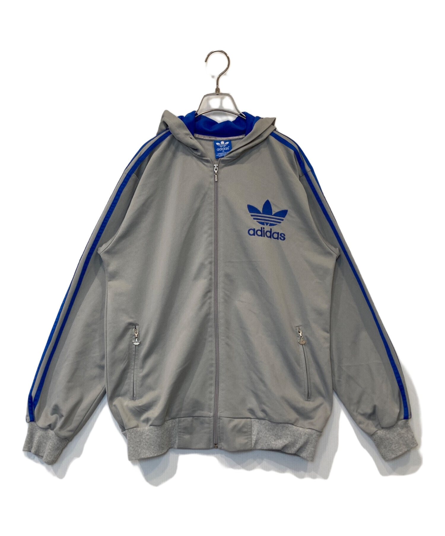 80's 90's adidas アディダス　米国製　パーカー　グレー 80s 90s アディダス adidas スウェットパーカー デサント グレー 日本