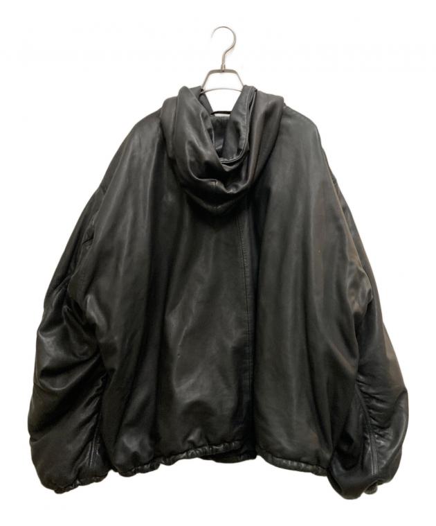 【激レア】BALENCIAGA バレンシアガ ナイロン×レザー フードジャケット 24AW new/BALENCIAGA フード付レザージャケット LeatherJacket