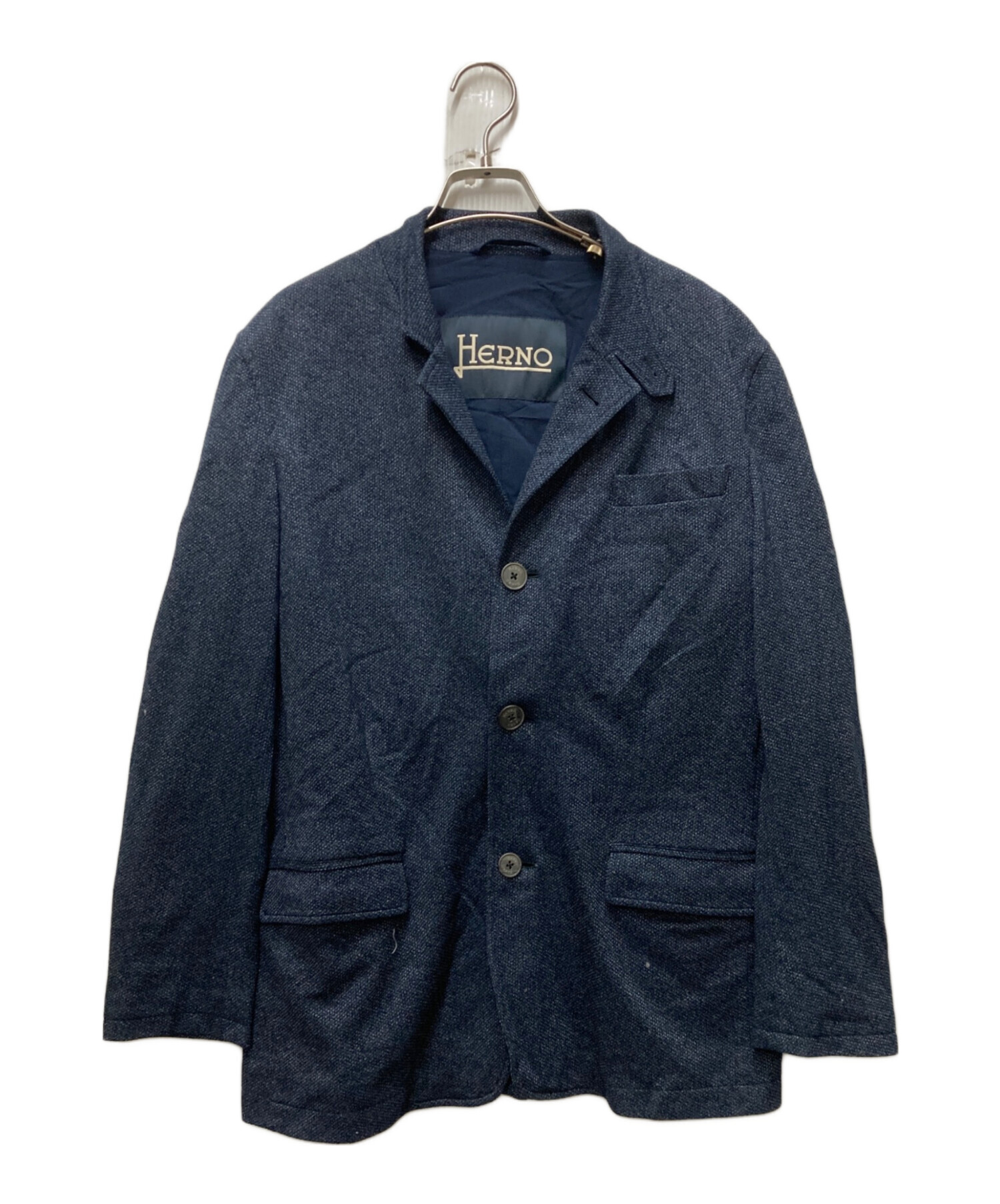 ヘルノ Herno 紺色ジャケット 中古・古着通販】HERNO (ヘルノ) 鹿の子ジャケット ネイビー サイズ:48