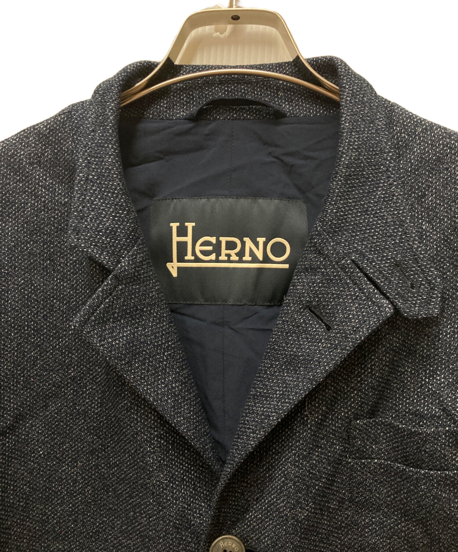 中古・古着通販】HERNO (ヘルノ) 鹿の子ジャケット ネイビー サイズ:48
