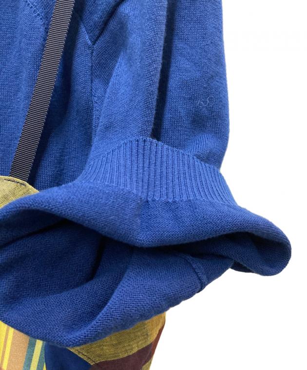 sacai 袖フリルカットソー プルオーバー シルク シアー Vネック 青 2 sacai - sacai 袖フリルカットソー プルオーバー シルク シアー V
