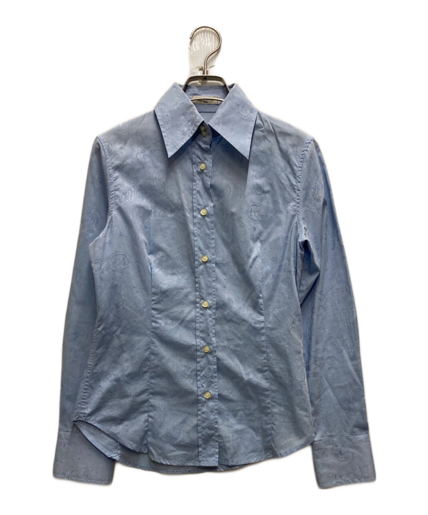 ETRO エトロ カジュアルシャツ S 青 【古着】【中古】【送料無料】 ETRO (エトロ) メンズ シャツ 長袖 ペイズリー柄 ストレッチ コットン