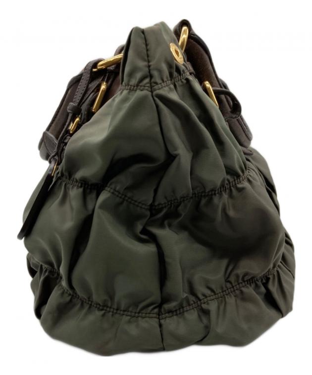 中古・古着通販】PRADA (プラダ) ギャザー2WAYバッグ グリーン