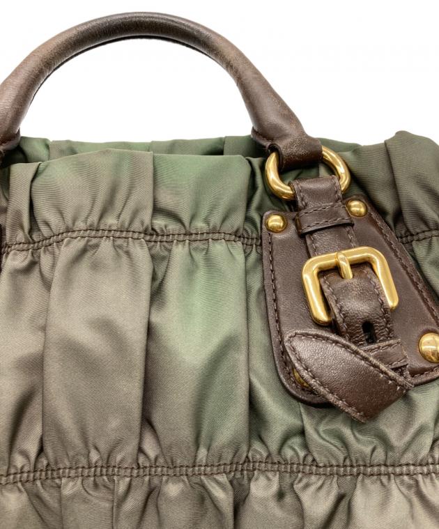 中古・古着通販】PRADA (プラダ) ギャザー2WAYバッグ グリーン