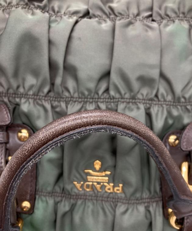 PRADA 2WAYギャザーバッグ 中古・古着通販】PRADA (プラダ) ギャザー2WAYバッグ グリーン