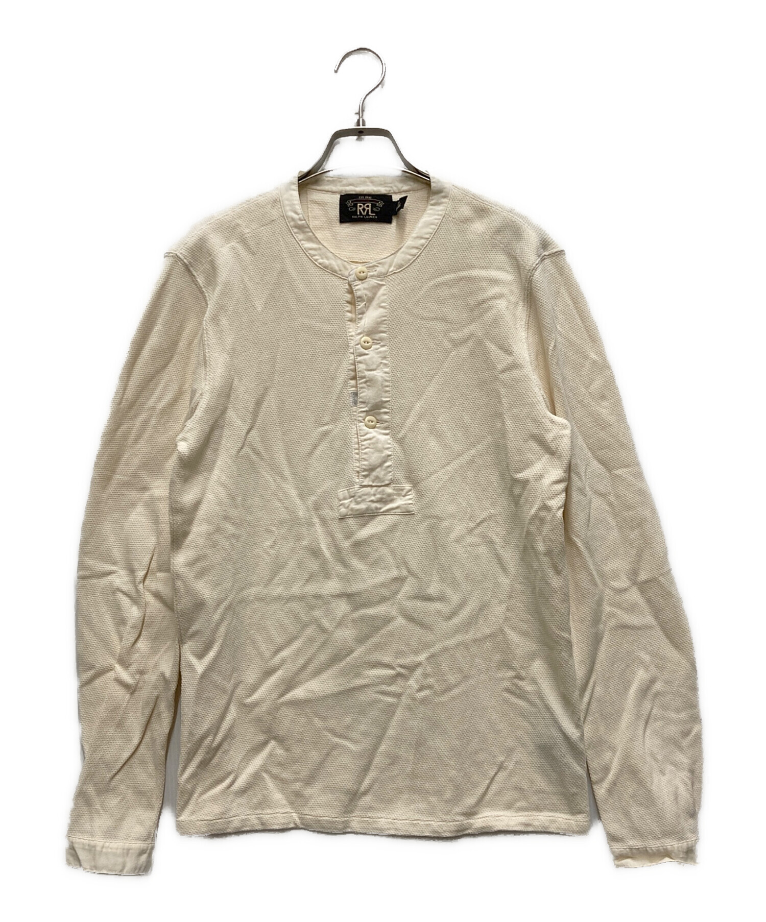 名作 RRL ダメージ加工 ヘンリーネック 長袖シャツ リペアード S 希少 中古・古着通販】RRL (ダブルアールエル) ヘンリーネック長袖