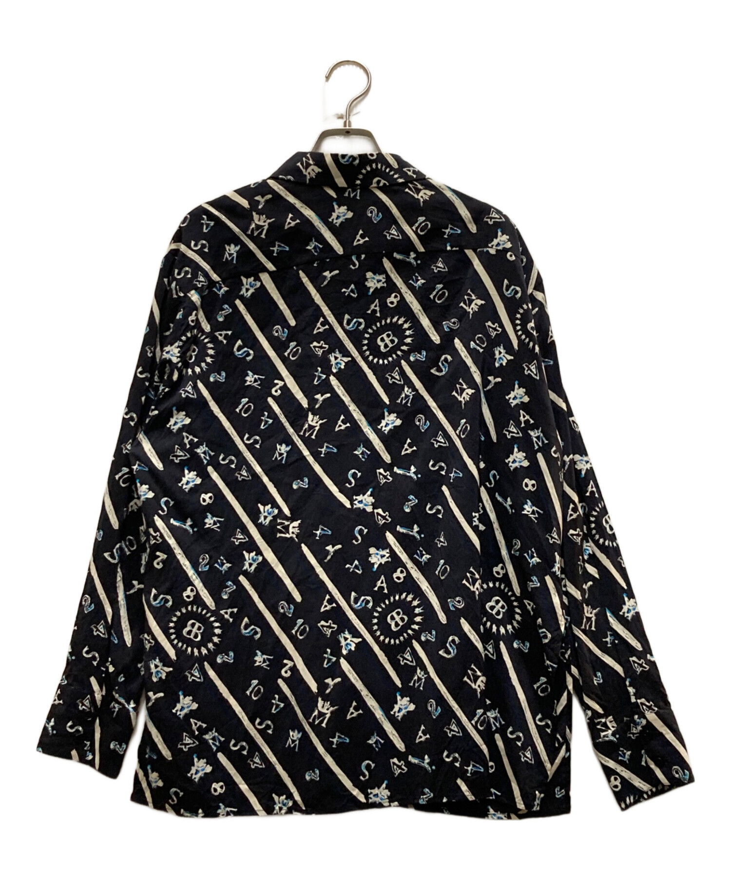 186005 現状品 BALENCIAGA バレンシアガ ボウタイブラウス 34 ブラック シルク [0000000000485] 中古・古着通販】BALENCIAGA (バレンシアガ) シルク混総柄シャツ