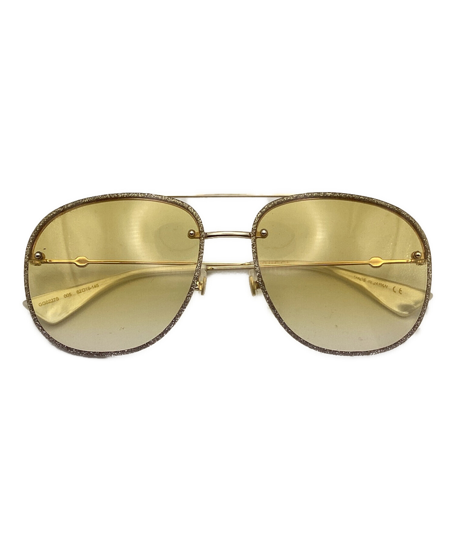 中古・古着通販】GUCCI (グッチ) ダブルブリッジサングラス ゴールド 中古・古着通販】GUCCI (グッチ) ダブルブリッジサングラス ゴールド