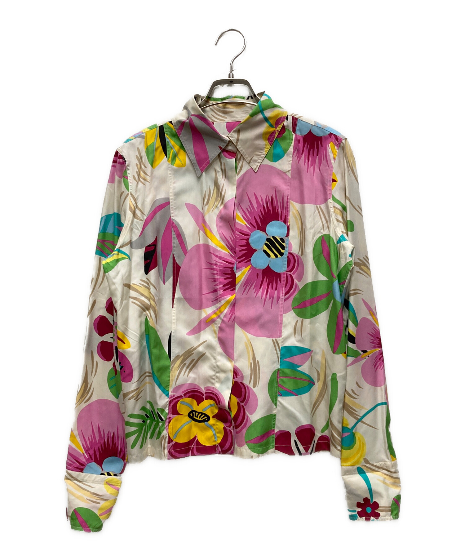 GUCCI シルク100% フローラルプリント シアーシャツ 90s 00s 中古・古着通販】GUCCI (グッチ) フローラルシルクシャツ ベージュ