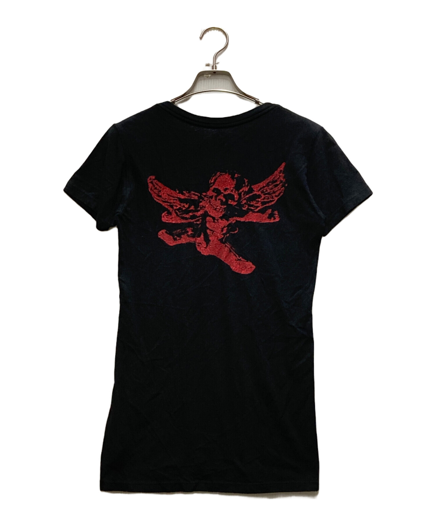CHROME HEARTS クロムハーツ VネックTシャツ 黒 レディース CHROME HEARTS（クロムハーツ） ホースシューロゴ Vネック 半袖Tシャツ