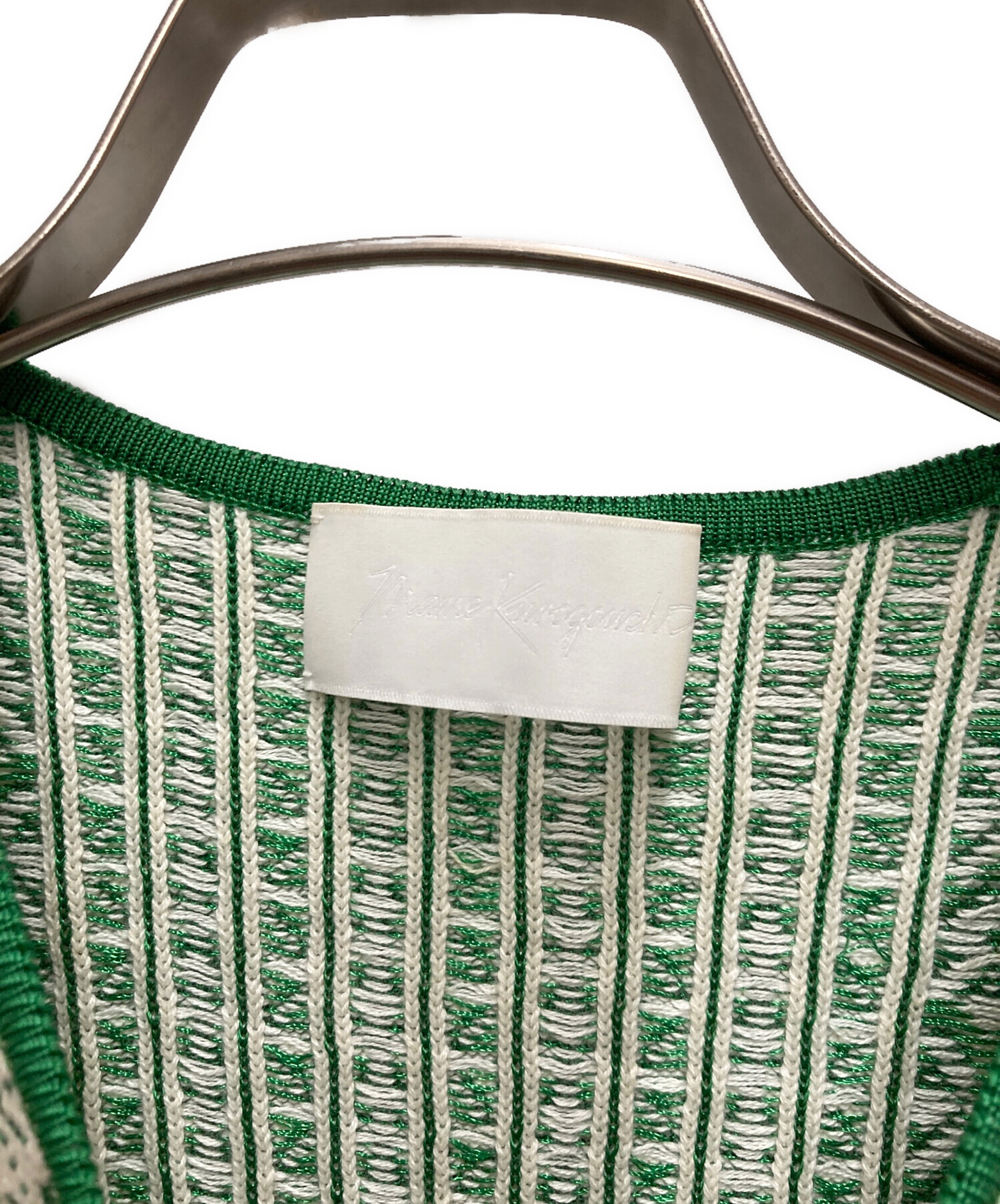 mame kurogouchi マメクロゴウチ　レース　ニット　グリーンホワイト 中古・古着通販】mame kurogouchi (マメクロゴウチ) Rib Jacquard