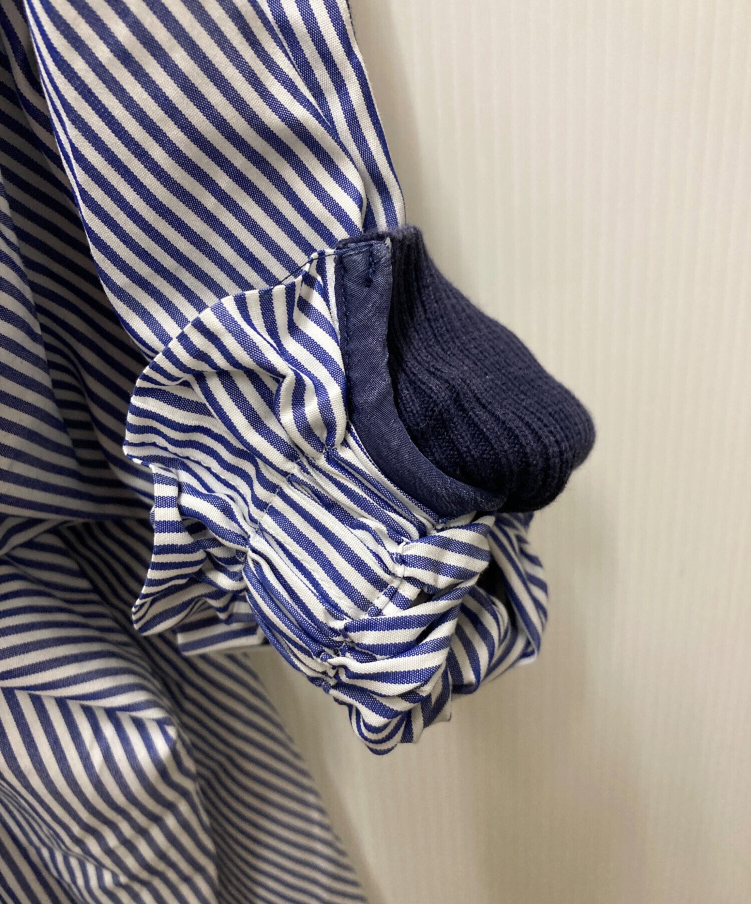 中古・古着通販】sacai (サカイ) ニット切り替えブラウス ネイビー