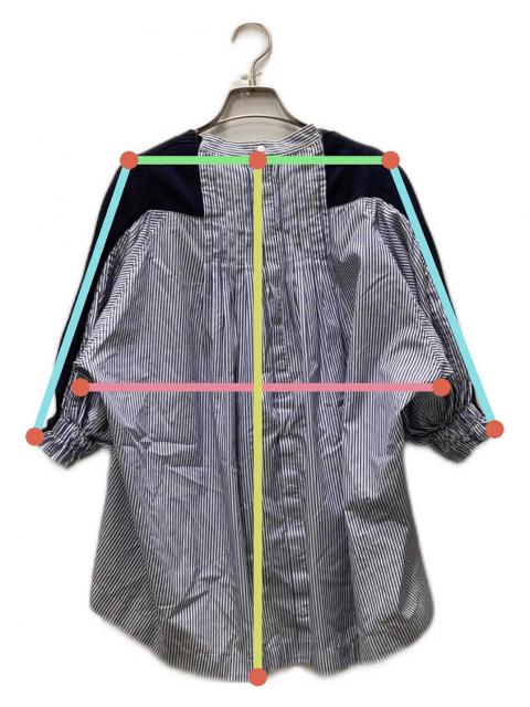 中古・古着通販】sacai (サカイ) ニット切り替えブラウス ネイビー