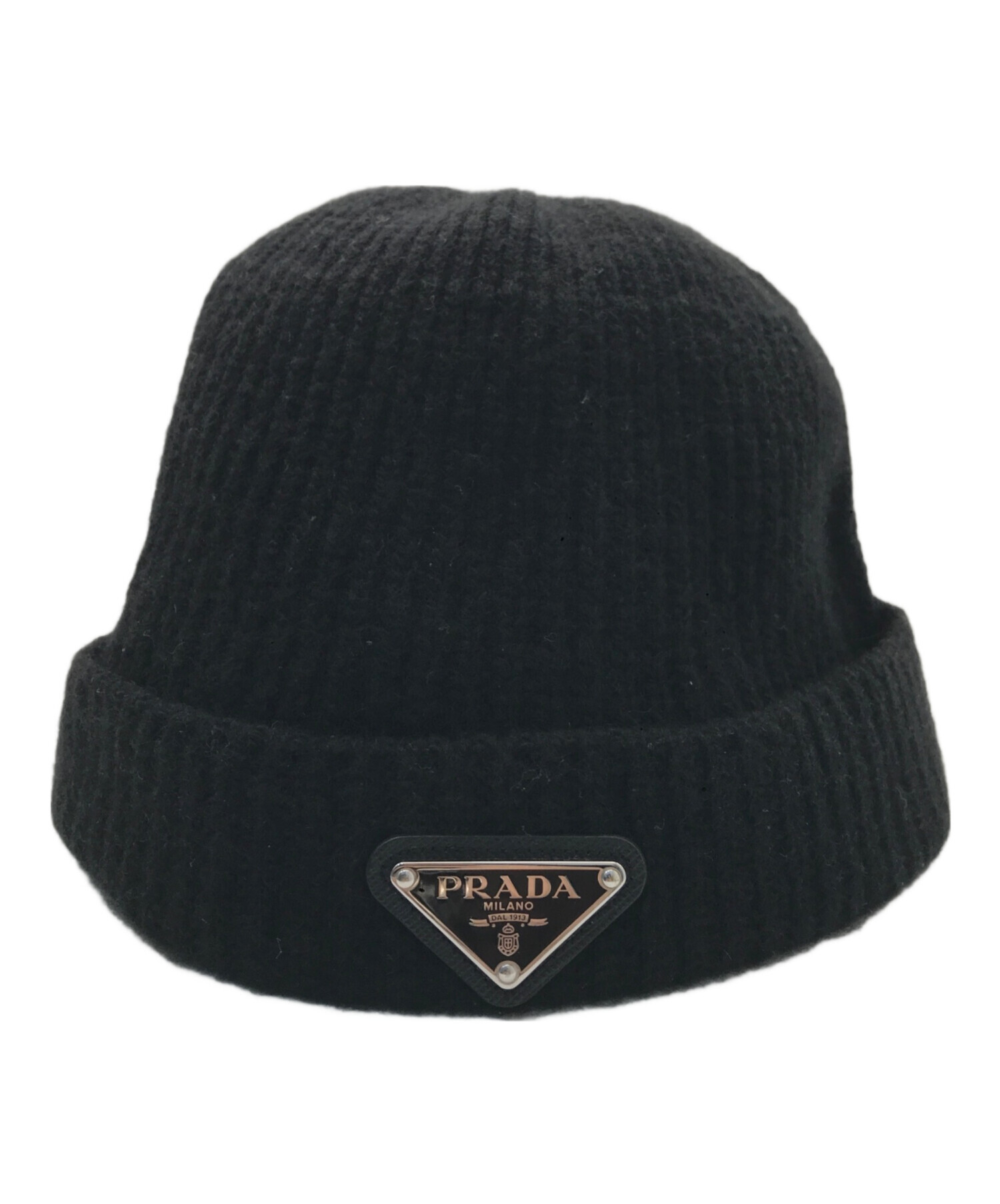 中古・古着通販】PRADA (プラダ) トライアングルロゴプレートニット帽