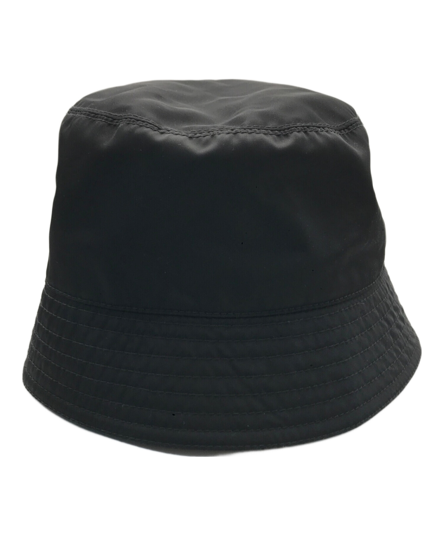 ゆうさん専用PRADA アウトドアハット 黒 中古・古着通販】PRADA (プラダ) RE NYLONロゴプレートバケットハット