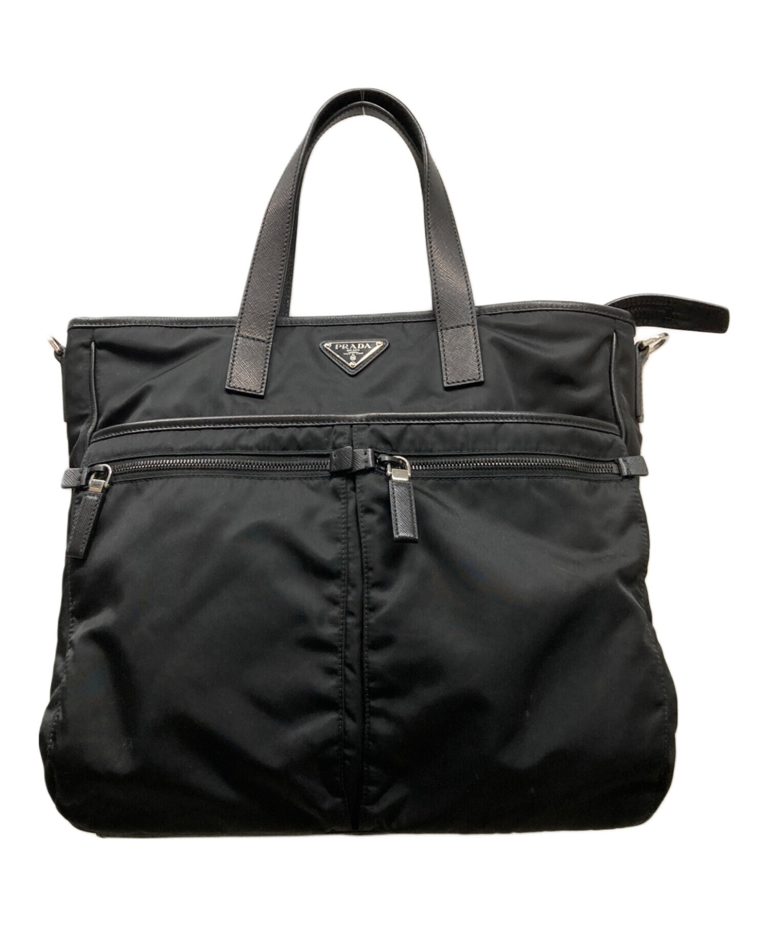PRADA プラダ　サフィアーノ　ナイロントート 中古・古着通販】PRADA (プラダ) Re-Nylon xサフィアーノレザー トート