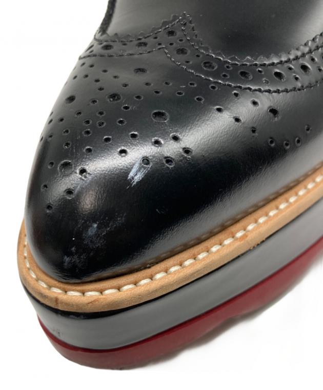 PRADA ブラック ウィングチップシューズ　サイズ38.5 中古・古着通販】PRADA (プラダ) ウィングチップシューズ ブラック