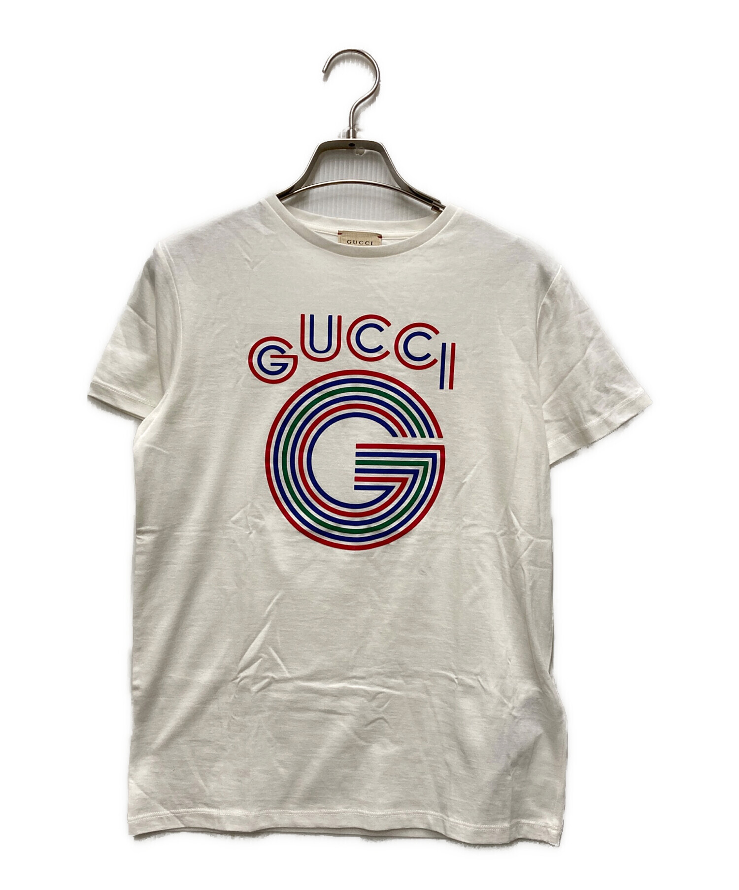 GUCCI ロゴプリント Tシャツ ホワイト 中古・古着通販】GUCCI (グッチ) プリント コットン Tシャツ ホワイト