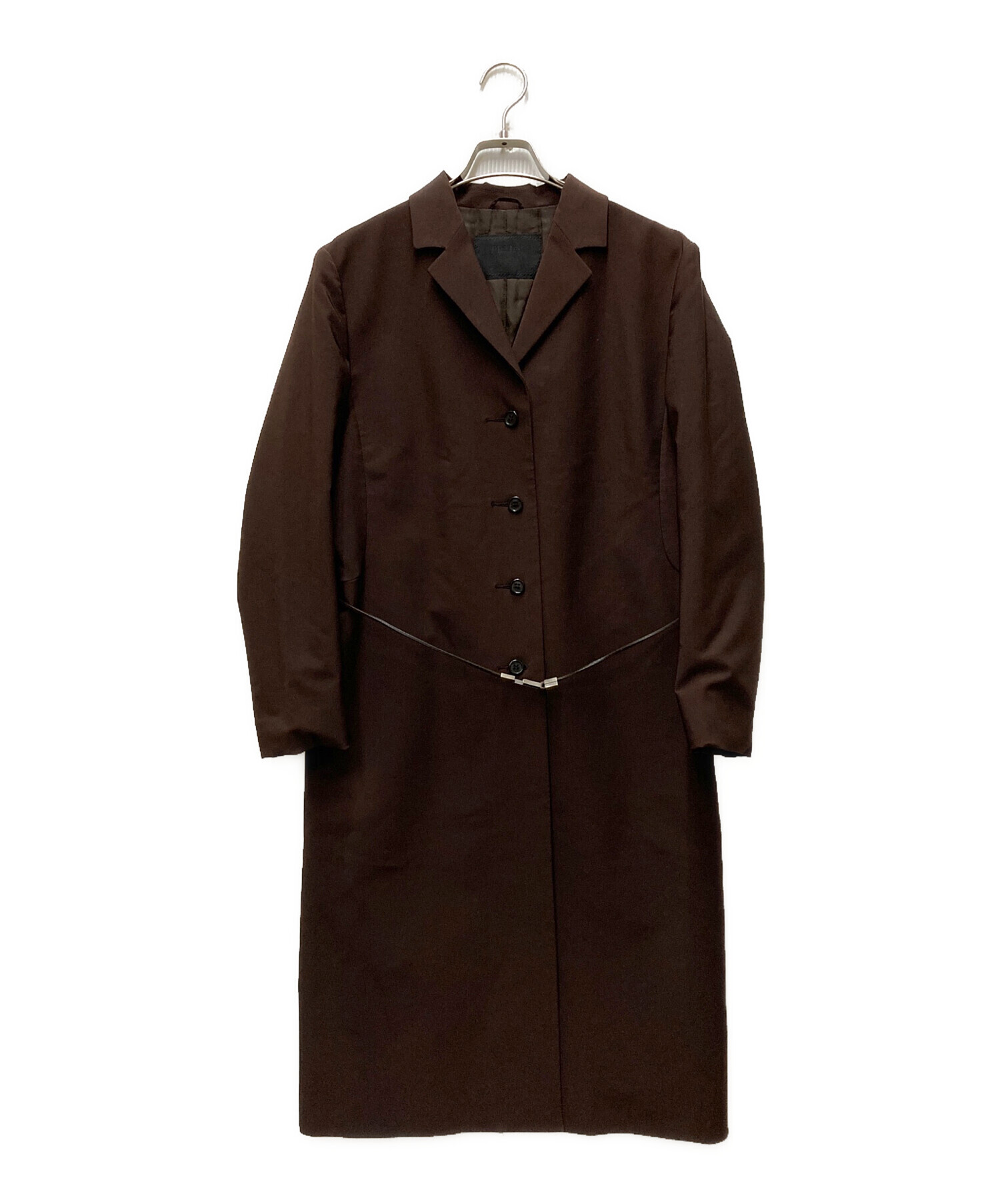 中古・古着通販】PRADA (プラダ) ステンカラーコート ブラウン サイズ 中古・古着通販】PRADA (プラダ) ステンカラーコート ブラウン サイズ