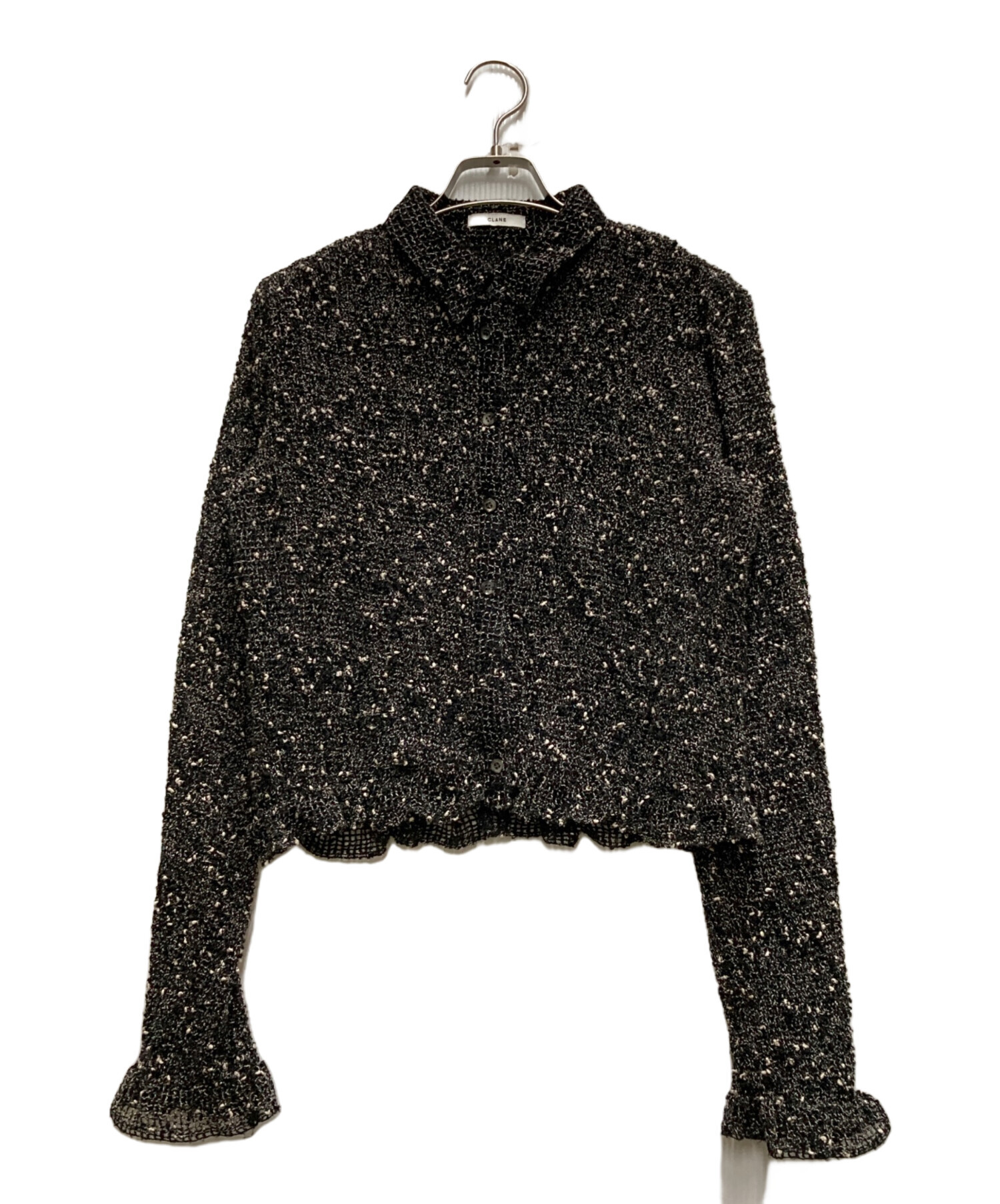CLANE MIX MESH GATHER SHIRT ブラック 1 中古・古着通販】CLANE (クラネ) MIX MESH GATHER SHIRT ブラック
