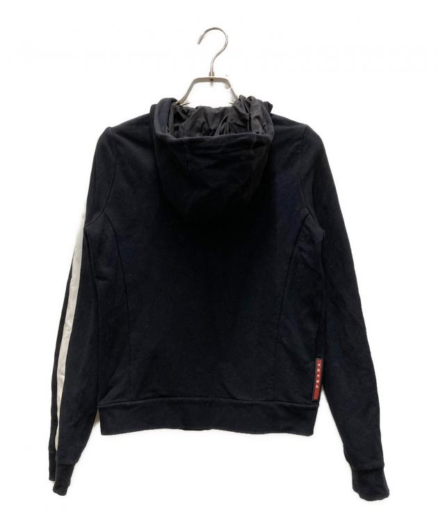 PRADA ネイビー　パーカー 中古・古着通販】PRADA (プラダ) サイドラインジップパーカー ネイビー