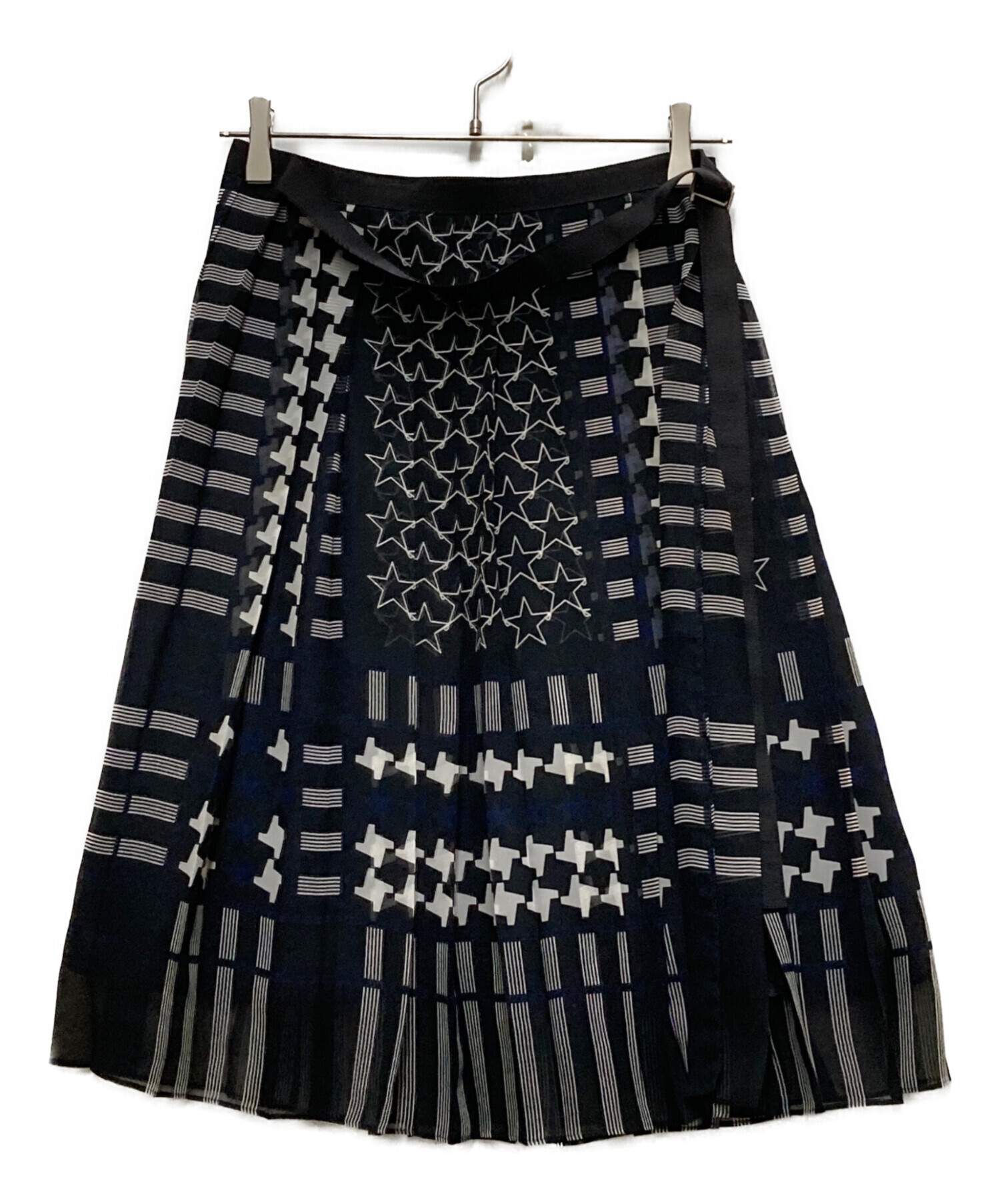 SACAI サカイ 2016AW シフォンプリーツスカート ネイビー 中古・古着通販】sacai (サカイ) ラップスカート ネイビー サイズ:1