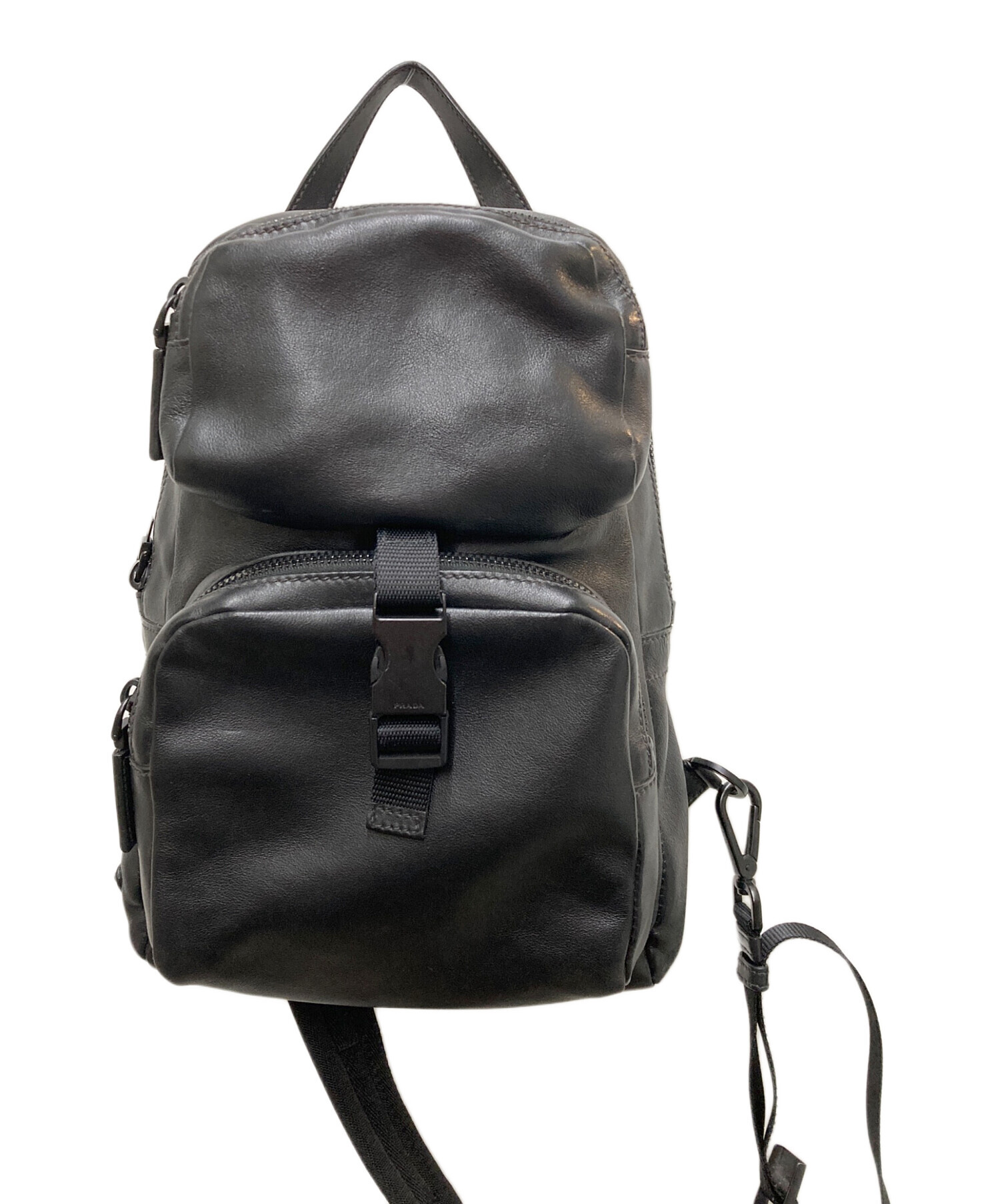 PRADA レザー ウエストバッグブラック 中古・古着通販】PRADA (プラダ) レザークロスボディバッグ ブラック