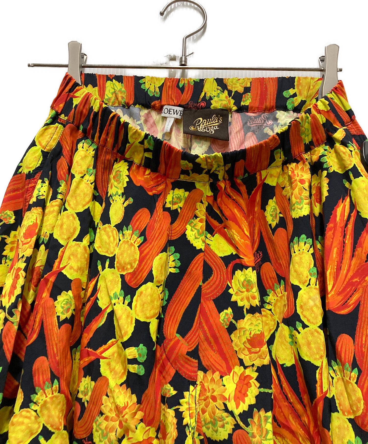 中古・古着通販】LOEWE (ロエベ) Cactus print flare shorts イエロー LOEWE オレンジ フリンジショートパンツ