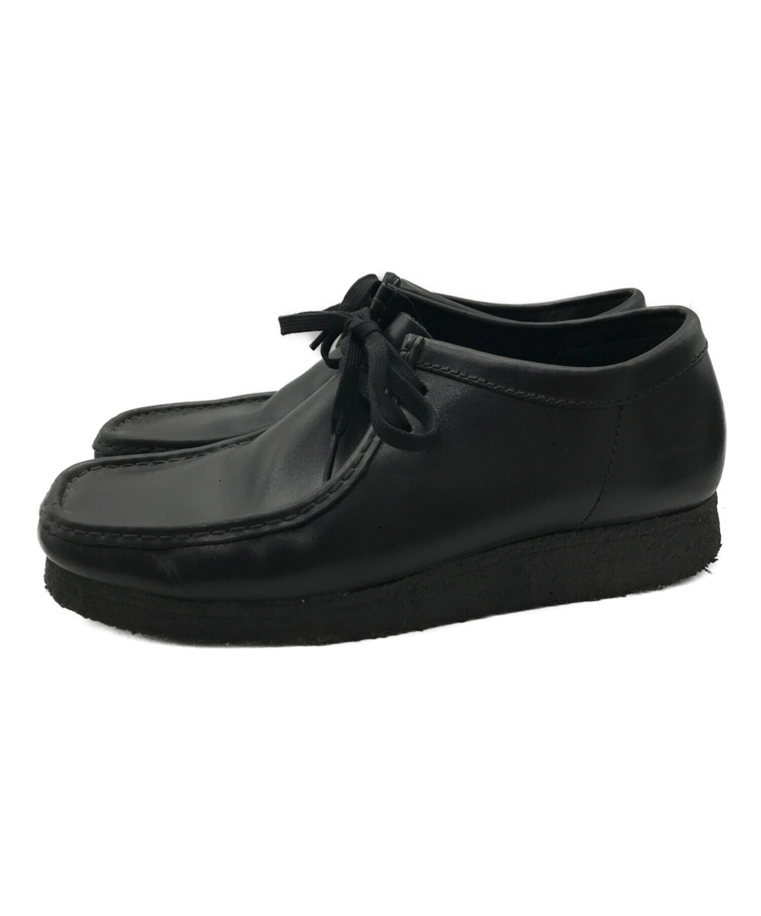 Clarks 黒 モカシン UK6.5/24.5cm クラークス ワラビー 中古・古着通販】CLARKS (クラークス) Wallabee Black Leather