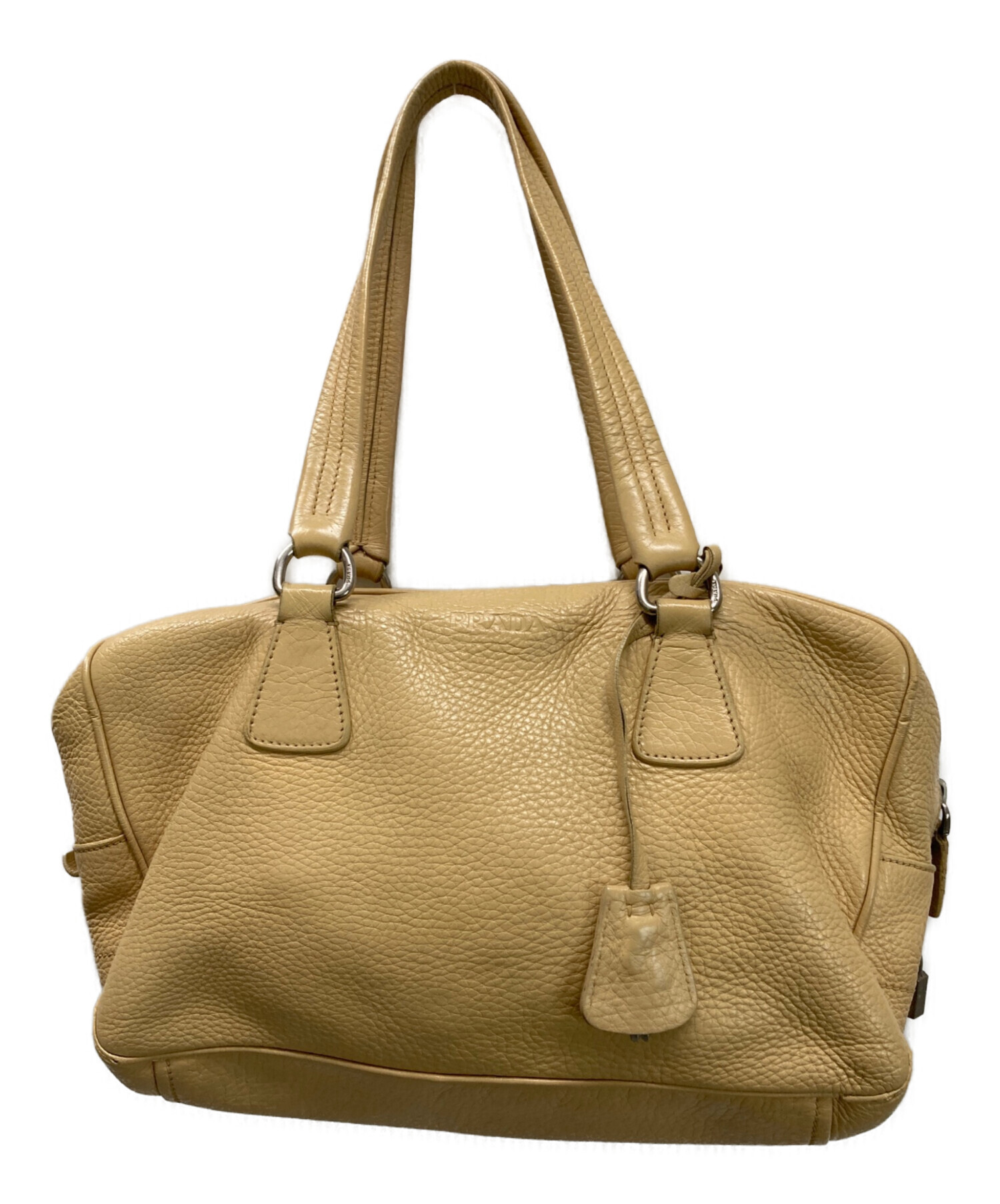 PRADA ハンドバッグ ベージュ レザー 中古・古着通販】PRADA (プラダ) レザーワンショルダーバッグ ベージュ