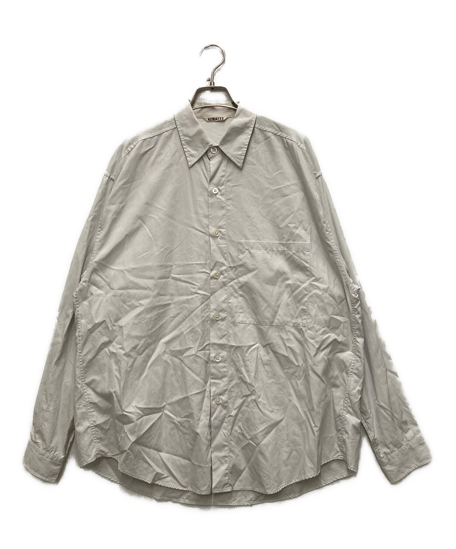 古着 AURALEE 長袖シャツ グレージュ 4 中古・古着通販】AURALEE (オーラリー) WASHED FINX TWILL BIG SHIRTS