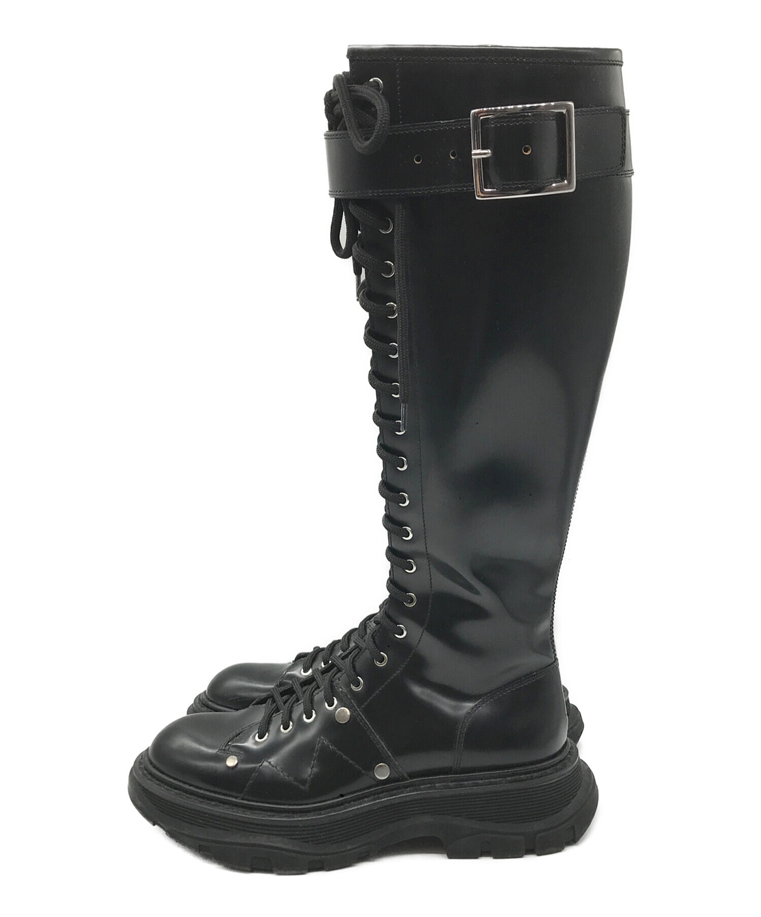【希少】Alexander McQueen レースアップロングブーツ 中古・古着通販】ALEXANDER McQUEEN (アレキサンダーマックイーン