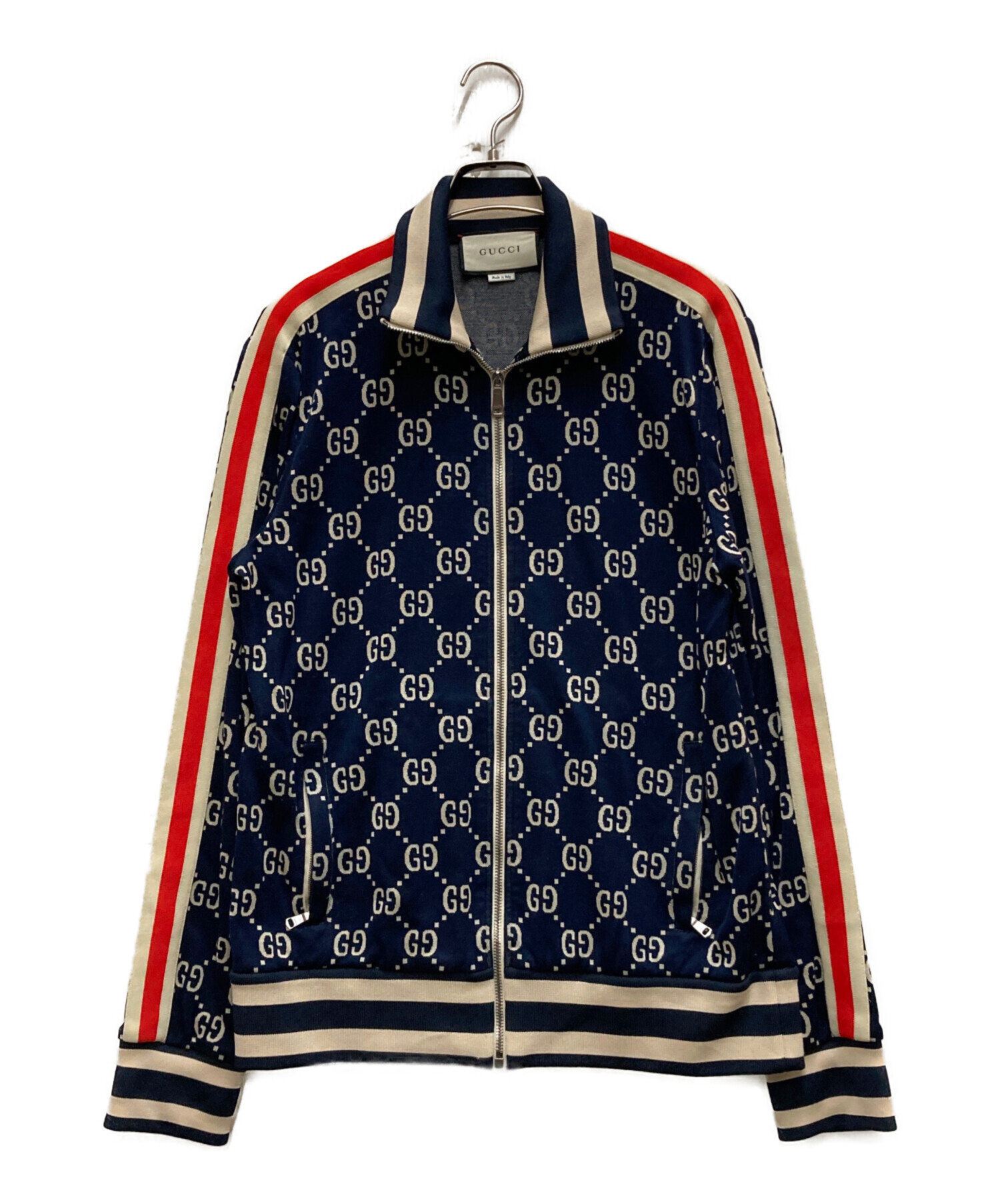 GUCCI ネイビー トリム付きジャケット 新品タグ付き 中古・古着通販】GUCCI (グッチ) GGジャカード コットン ジャケット